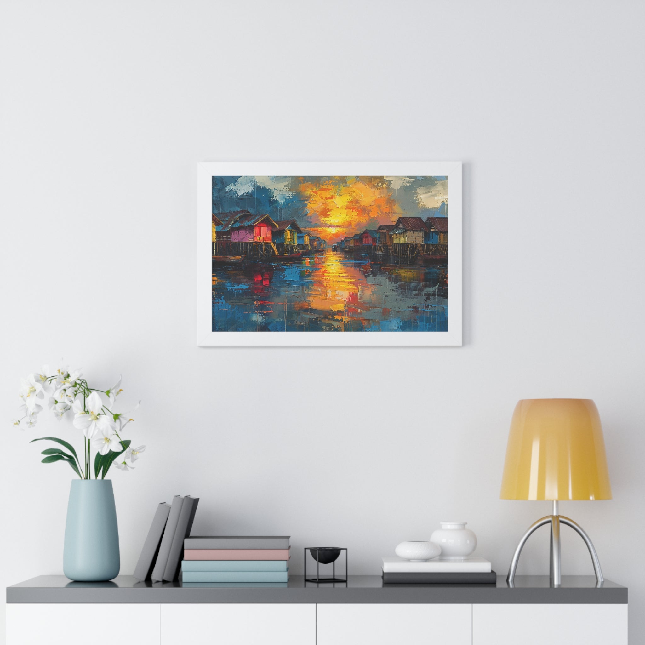 Floating Village Radiance Framed Poster