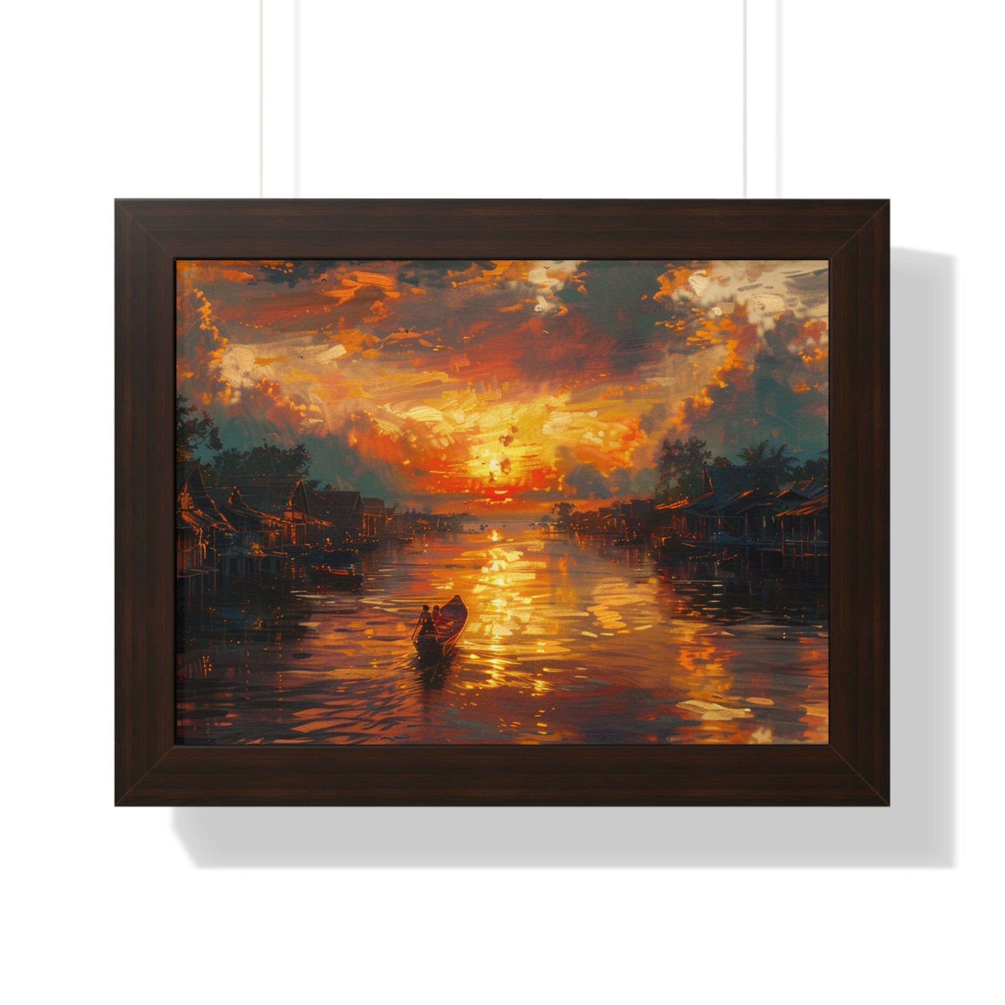 Sunset on Floating Village Framed Poster