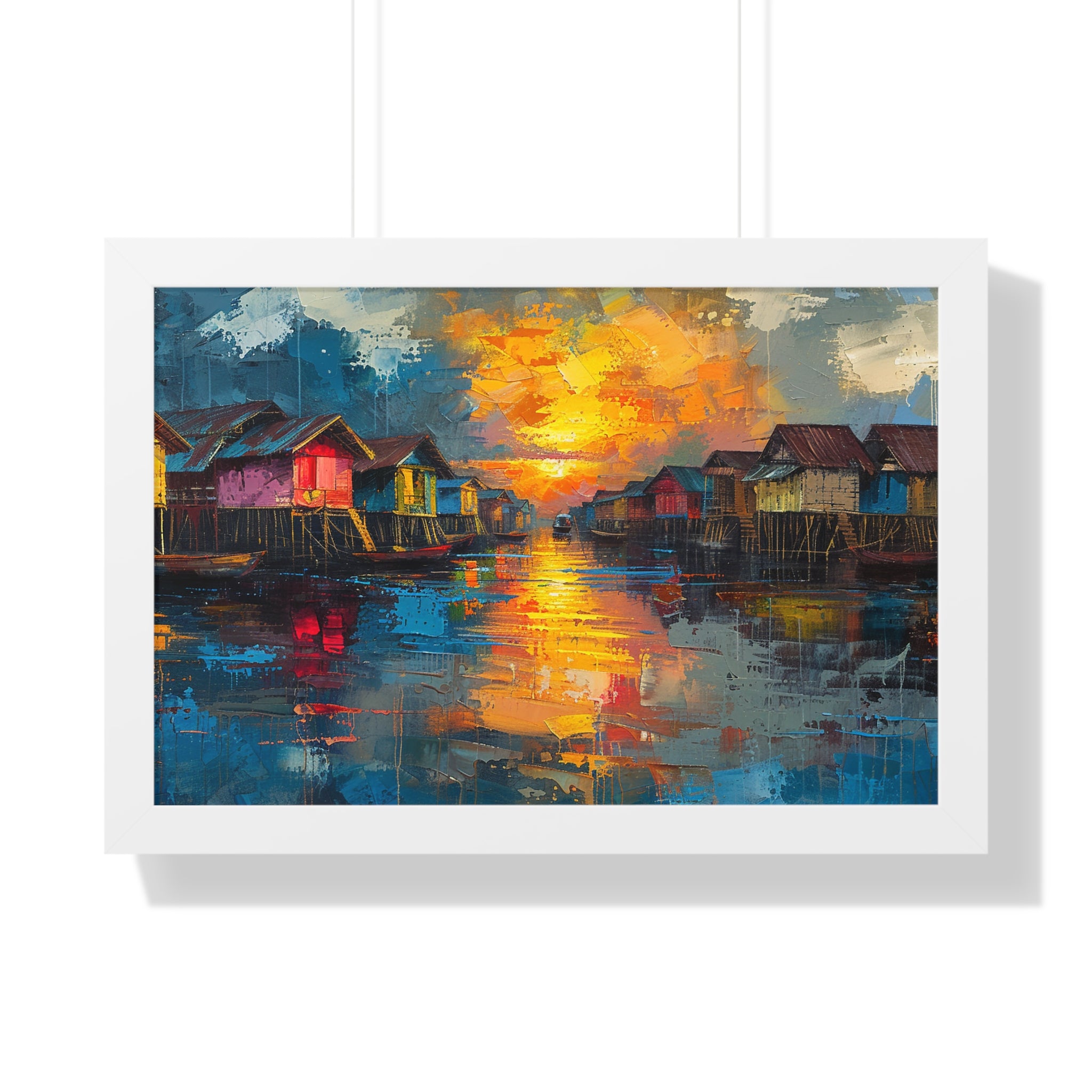 Floating Village Radiance Framed Poster