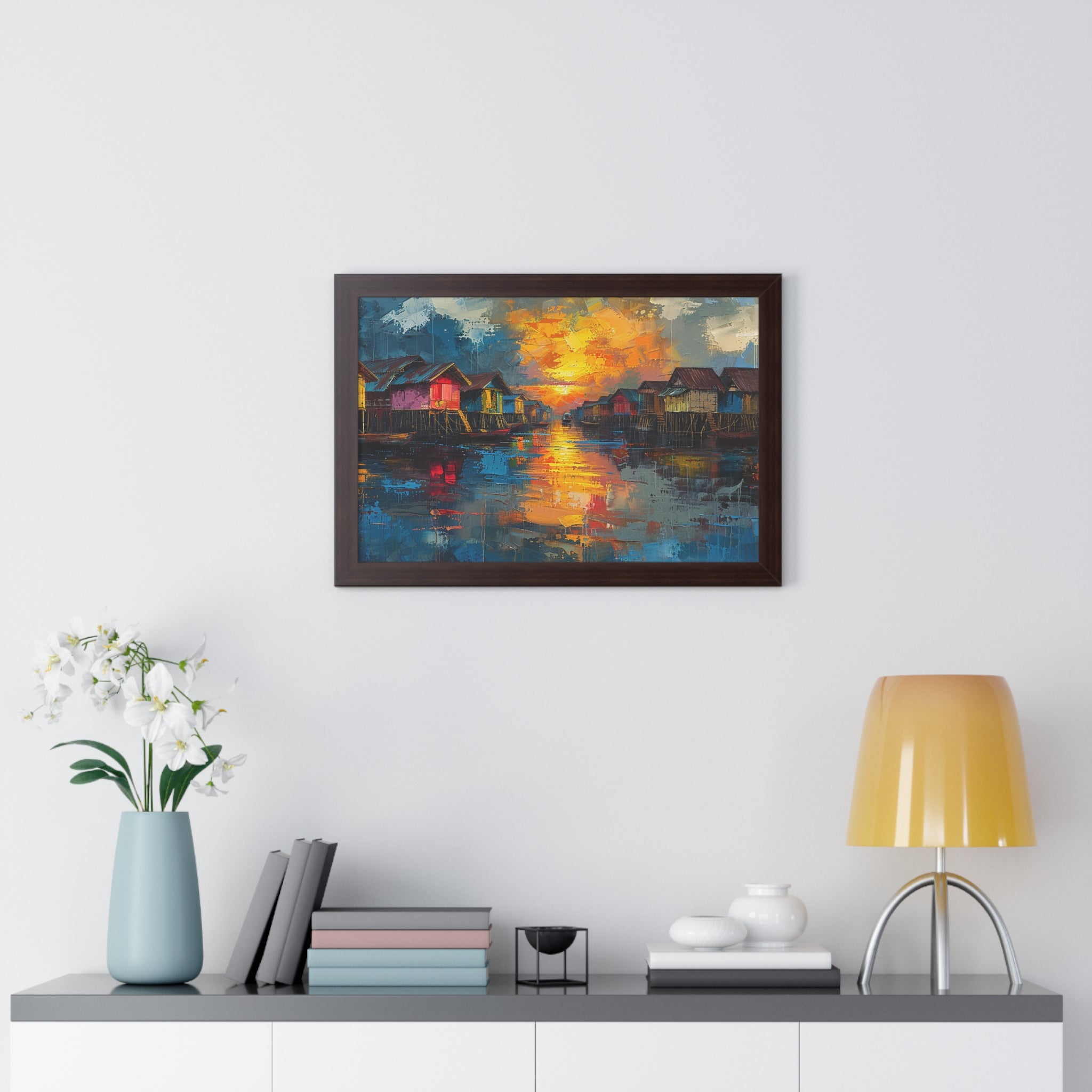 Floating Village Radiance Framed Poster