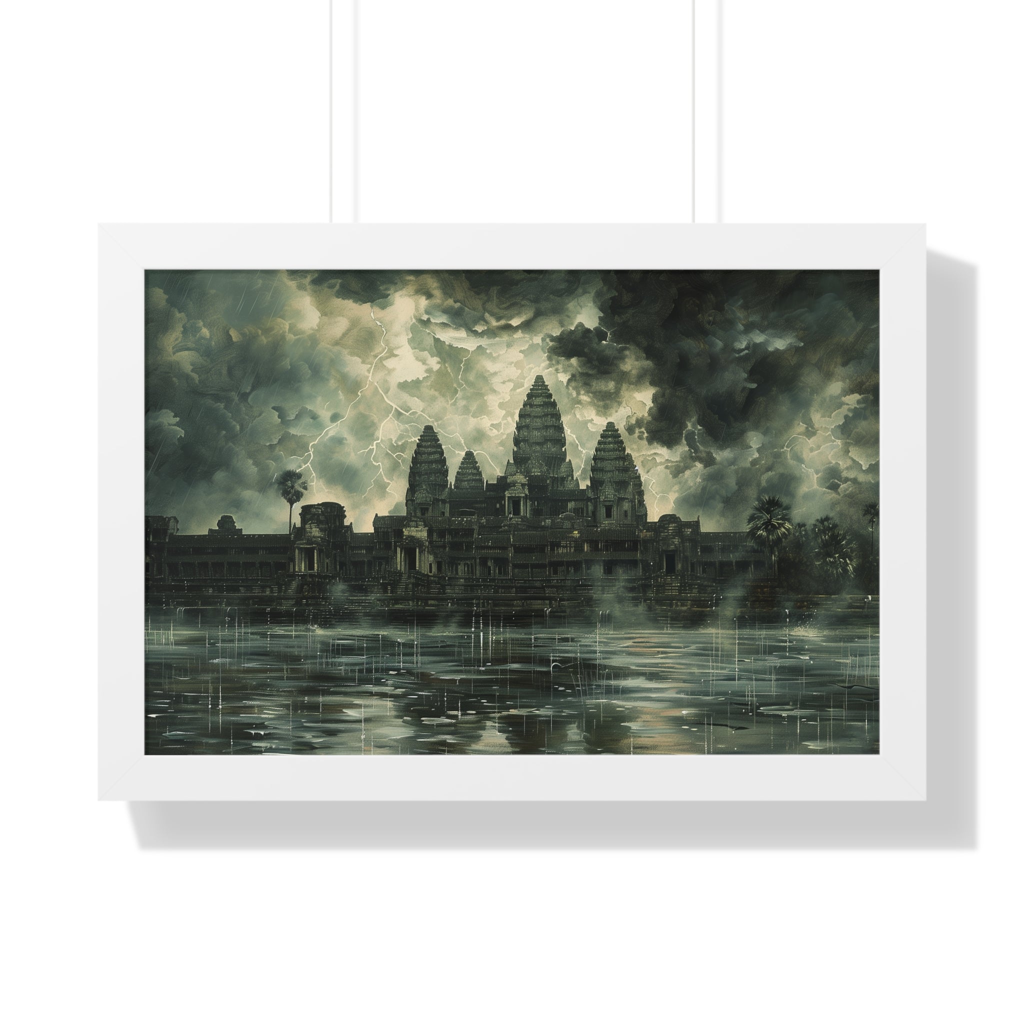 Stormy Majesty at Angkor Wat Framed Poster