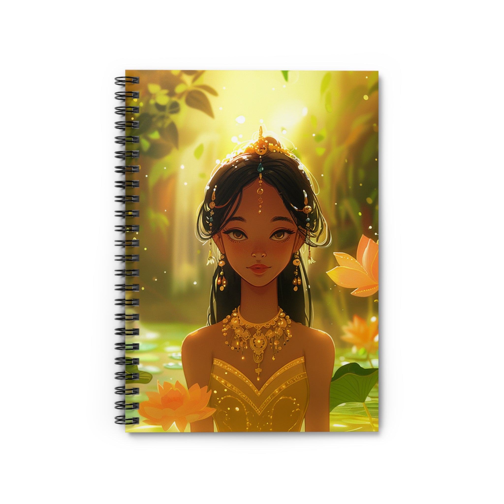 Golden Grace: Khmer Maiden Spiral Notebook