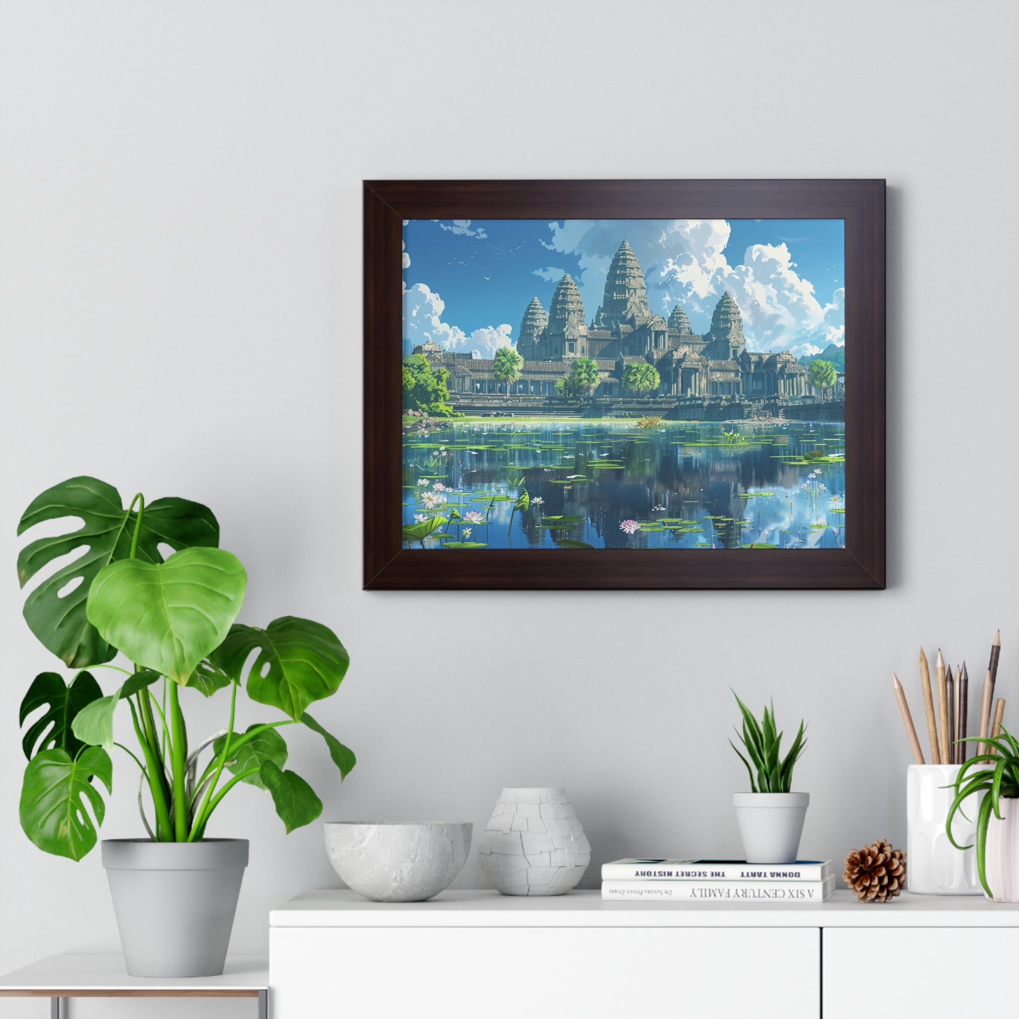 Daytime Serenity at Angkor Wat Framed Poster