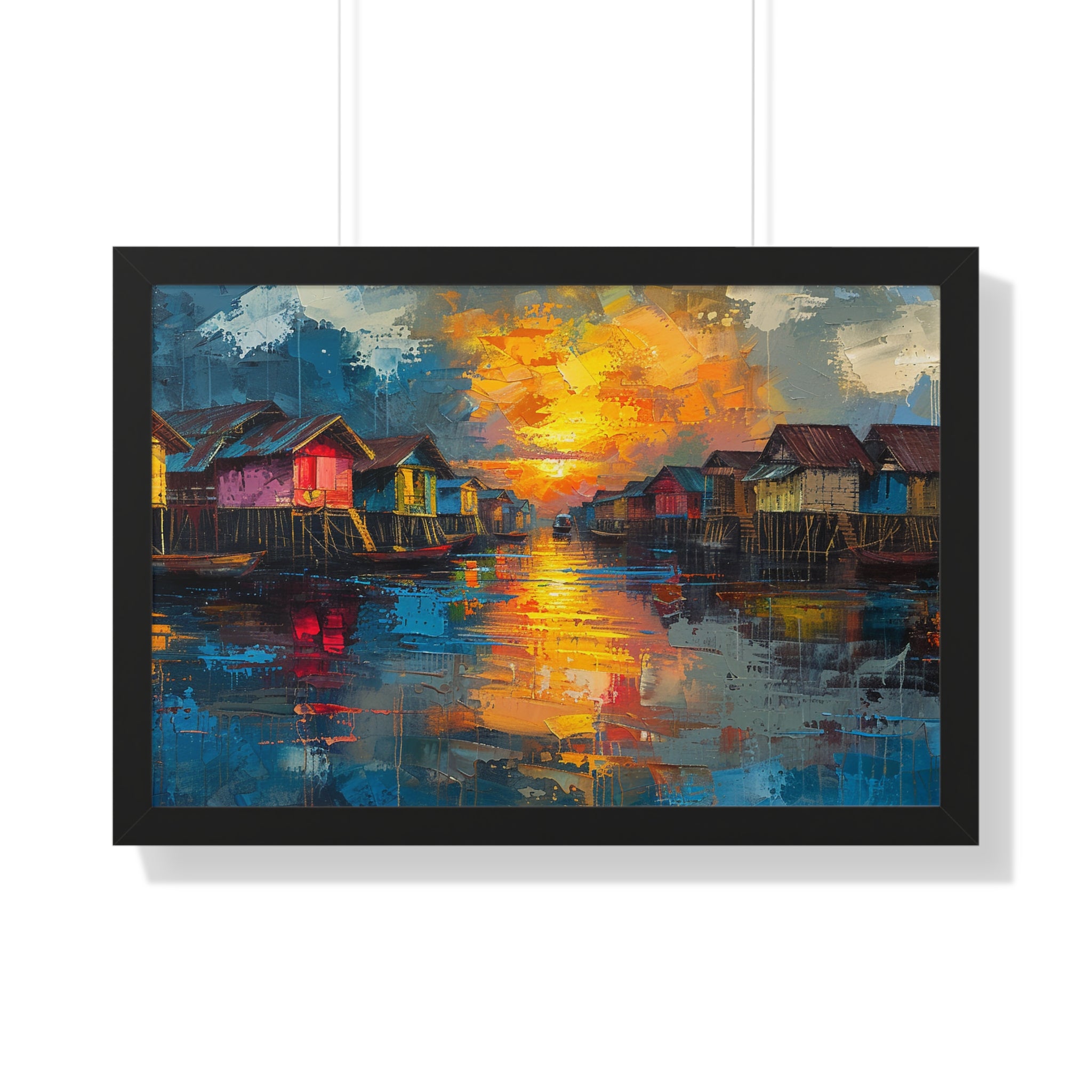 Floating Village Radiance Framed Poster