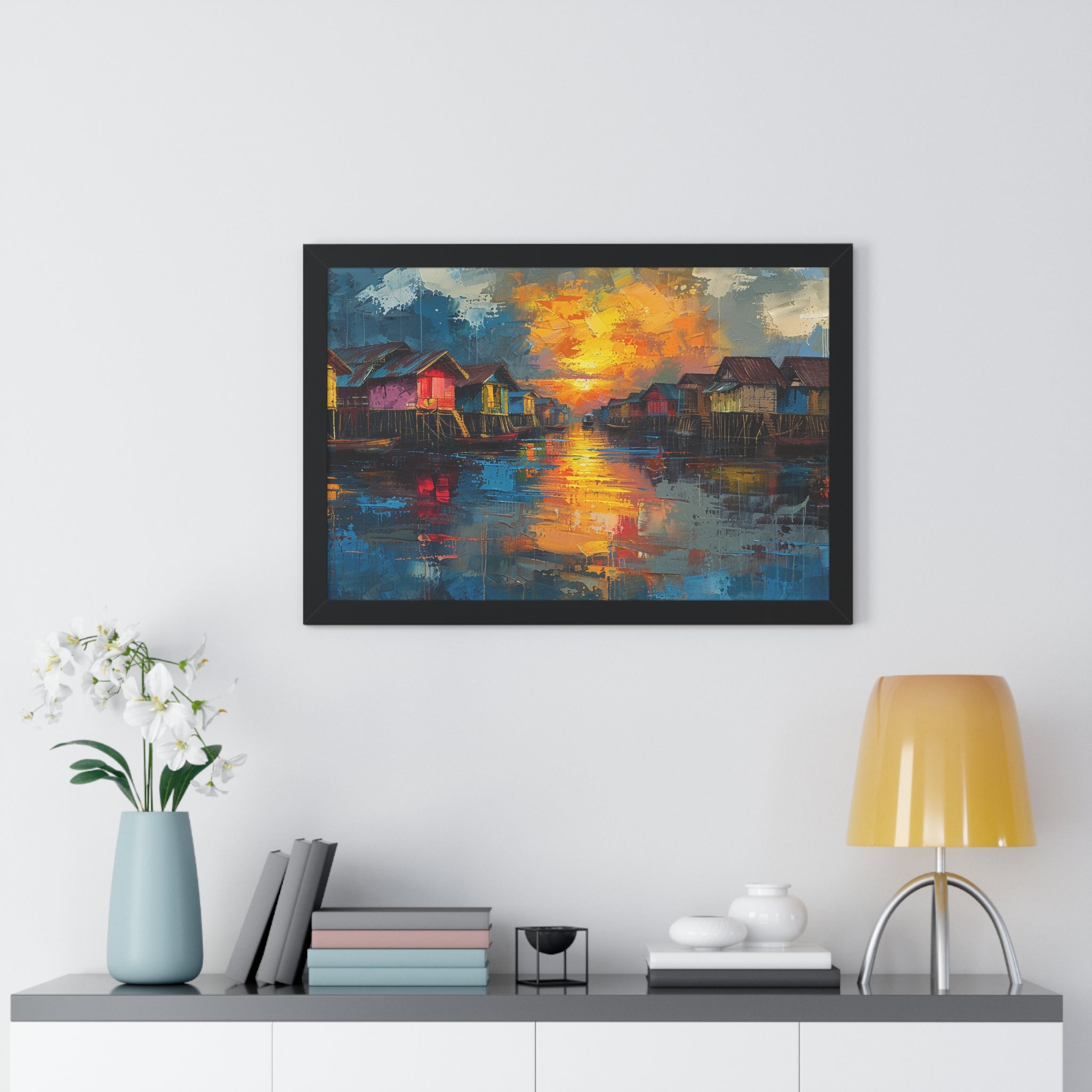 Floating Village Radiance Framed Poster