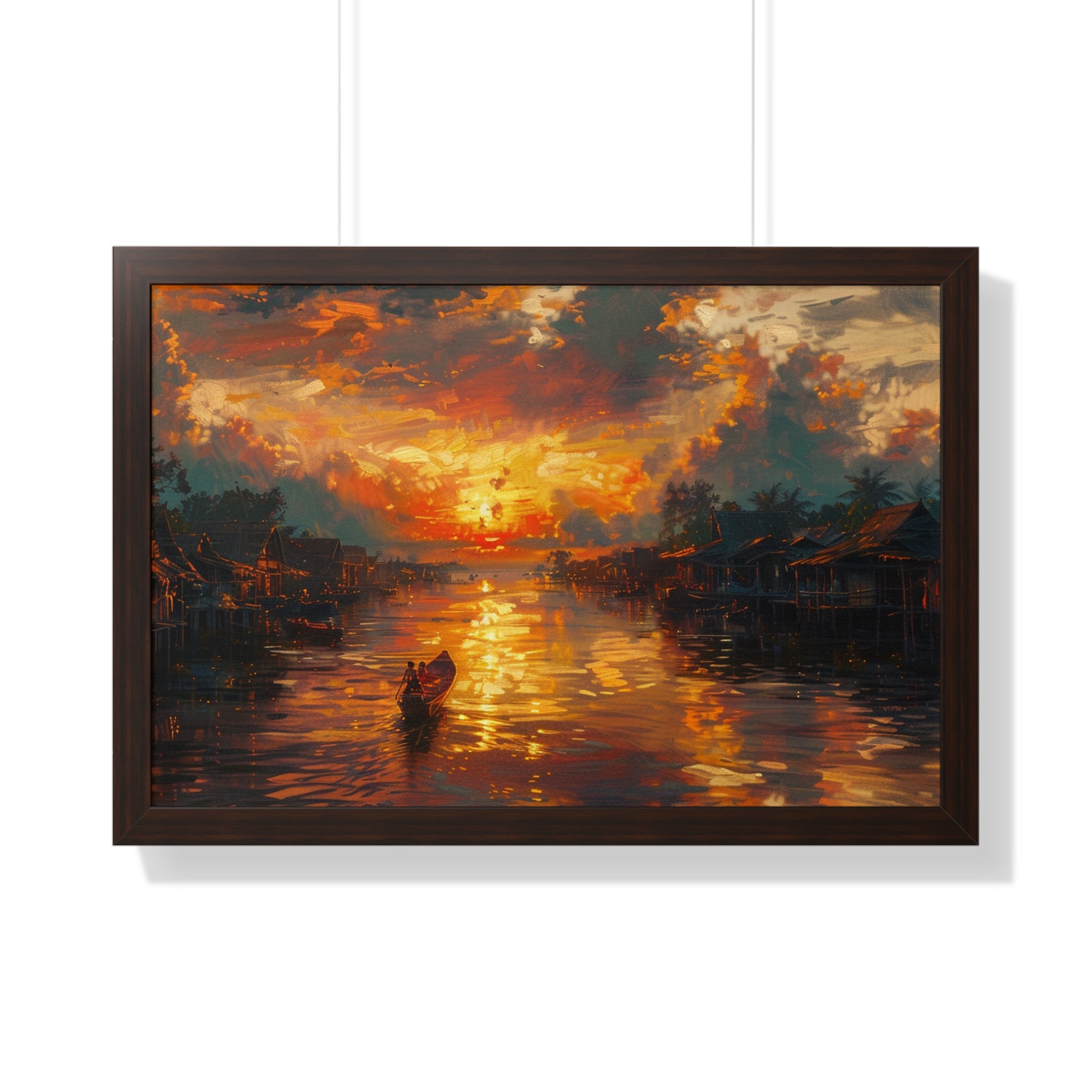 Sunset on Floating Village Framed Poster