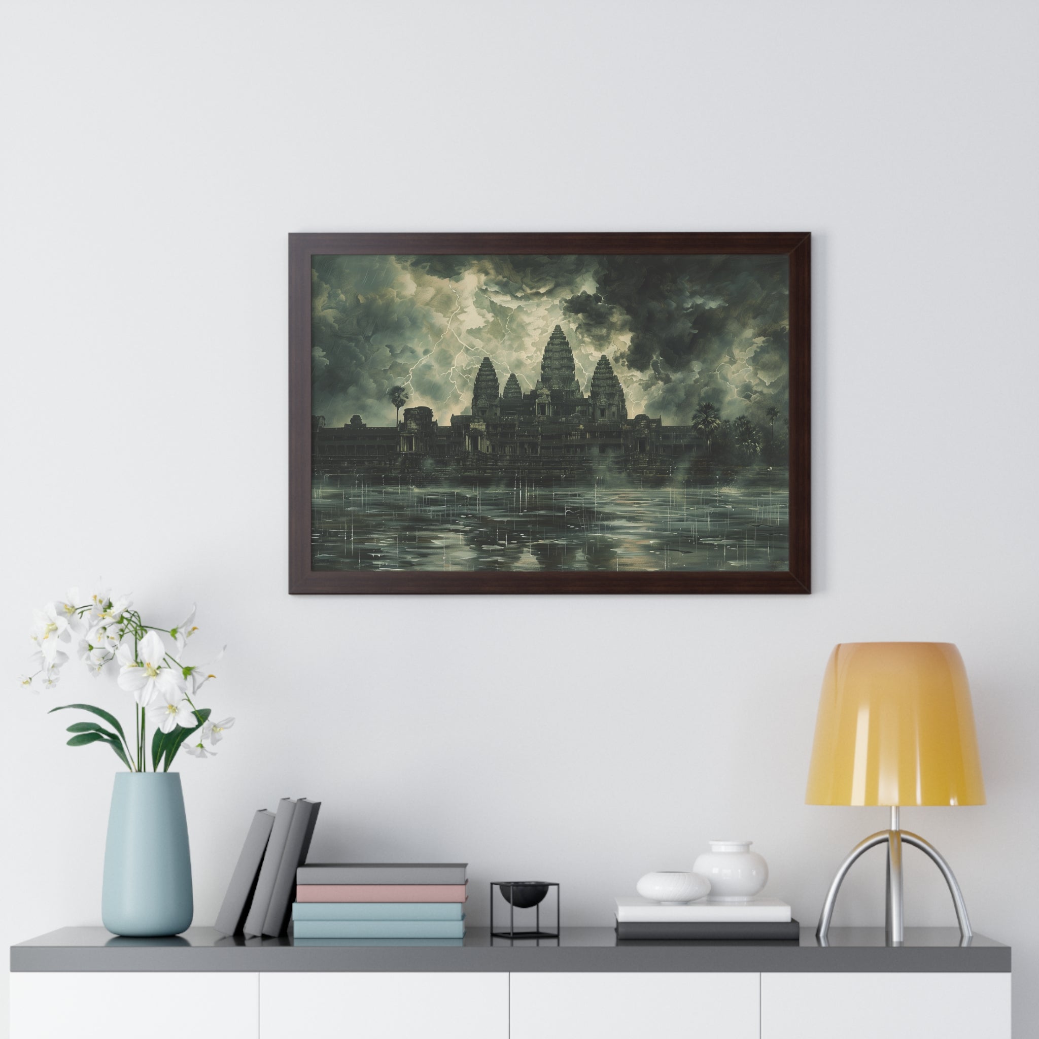 Stormy Majesty at Angkor Wat Framed Poster