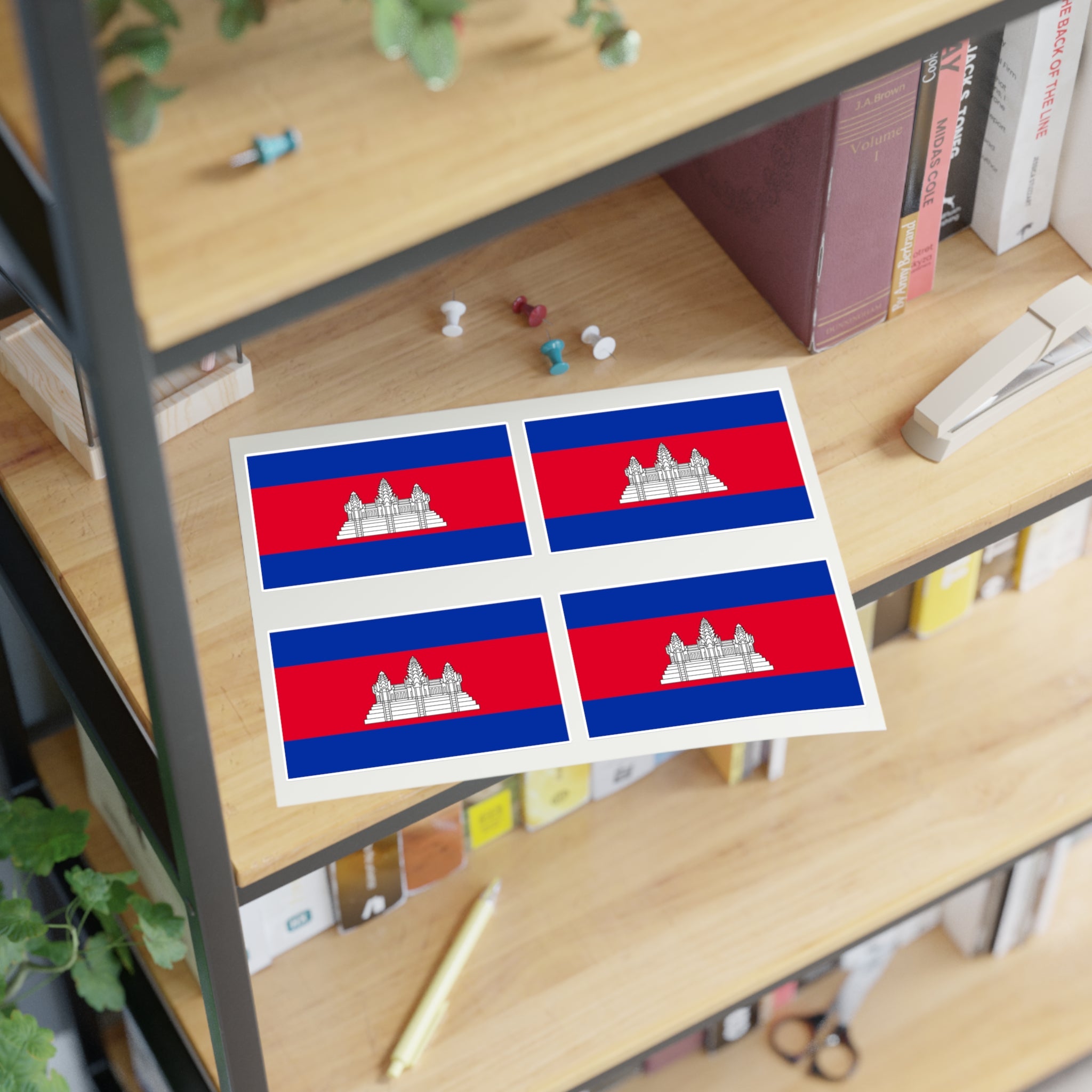 Flag of Cambodia Sticker Sheet (Premium)