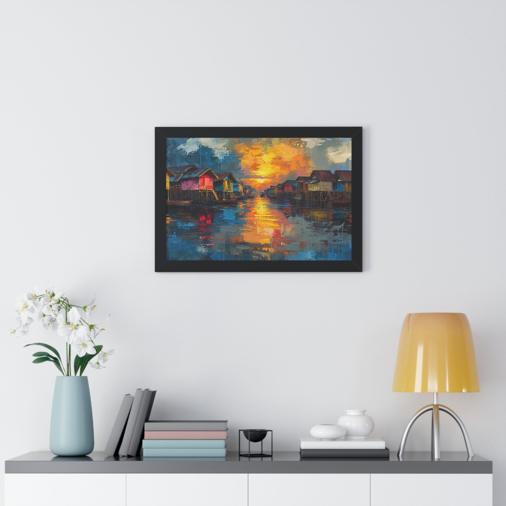 Floating Village Radiance Framed Poster